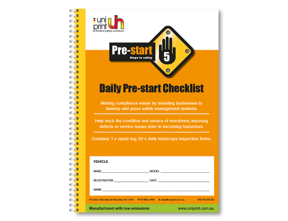 ما قبل البدء في كتاب قائمة مراجعة Uniprint