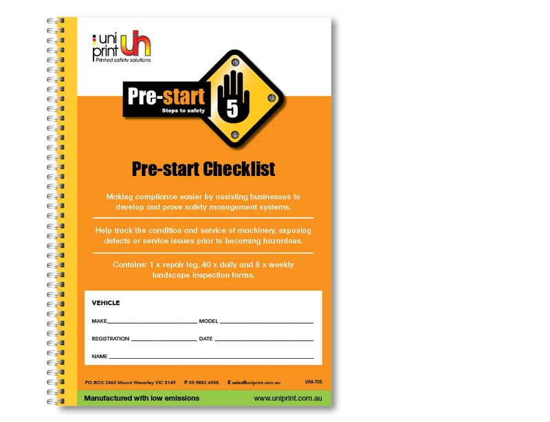 Pre-start Uniprint Checklist Book