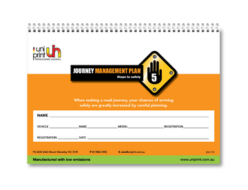 Journey Management Plan Uniprint Checklist Book