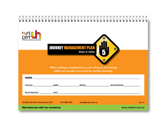 Journey Management Plan Uniprint Checklist Book