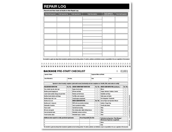 Backhoe Pre-start Checklist