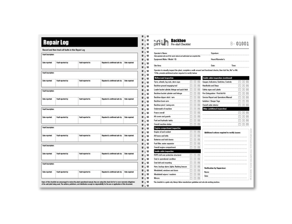 Libro de lista de verificación de Uniprint previo al inicio