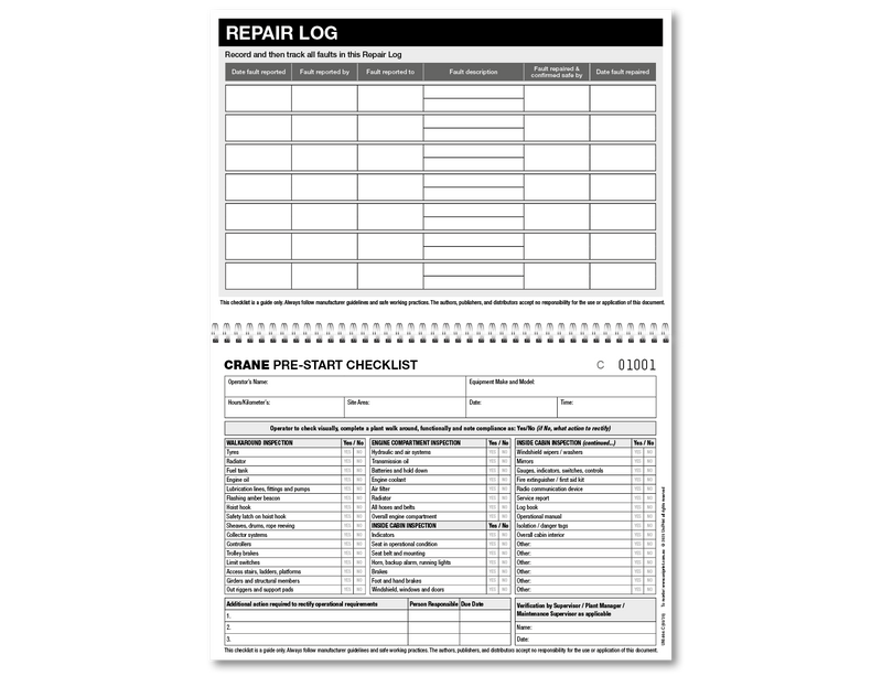 Crane Pre-start Checklist