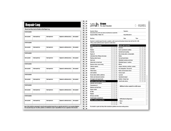 Crane Pre-start Checklist