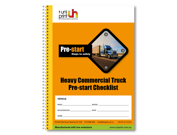 Heavy Commercial Truck Pre-start Checklist