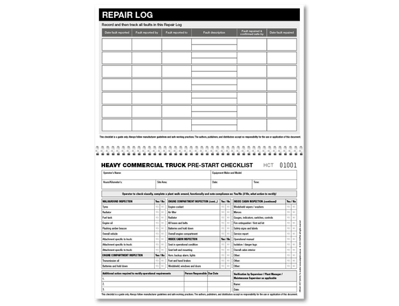 Heavy Commercial Truck Pre-start Checklist