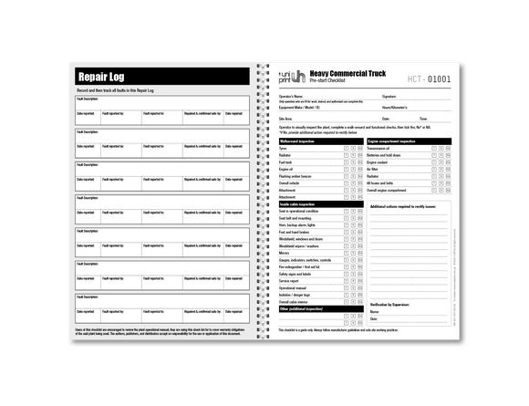 Heavy Commercial Truck Pre-start Checklist