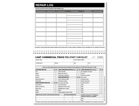 Light Commercial Truck Pre-start Checklist