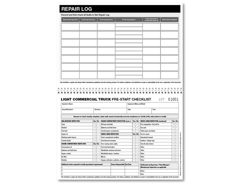 Light Commercial Truck Pre-start Checklist