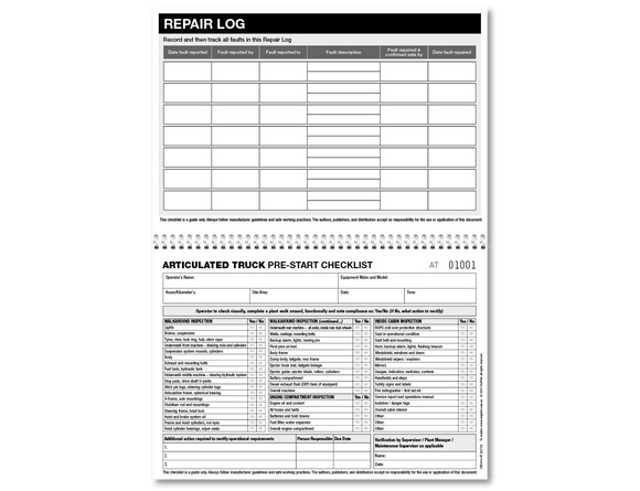 Articulated Truck Pre-start Checklist
