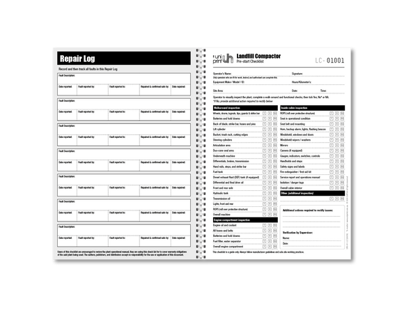 Landfill Compactor Pre-start Checklist