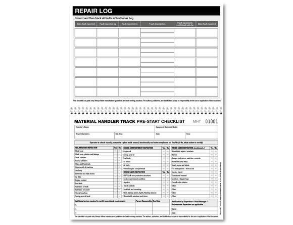 Material Handler Track Pre-start Checklist