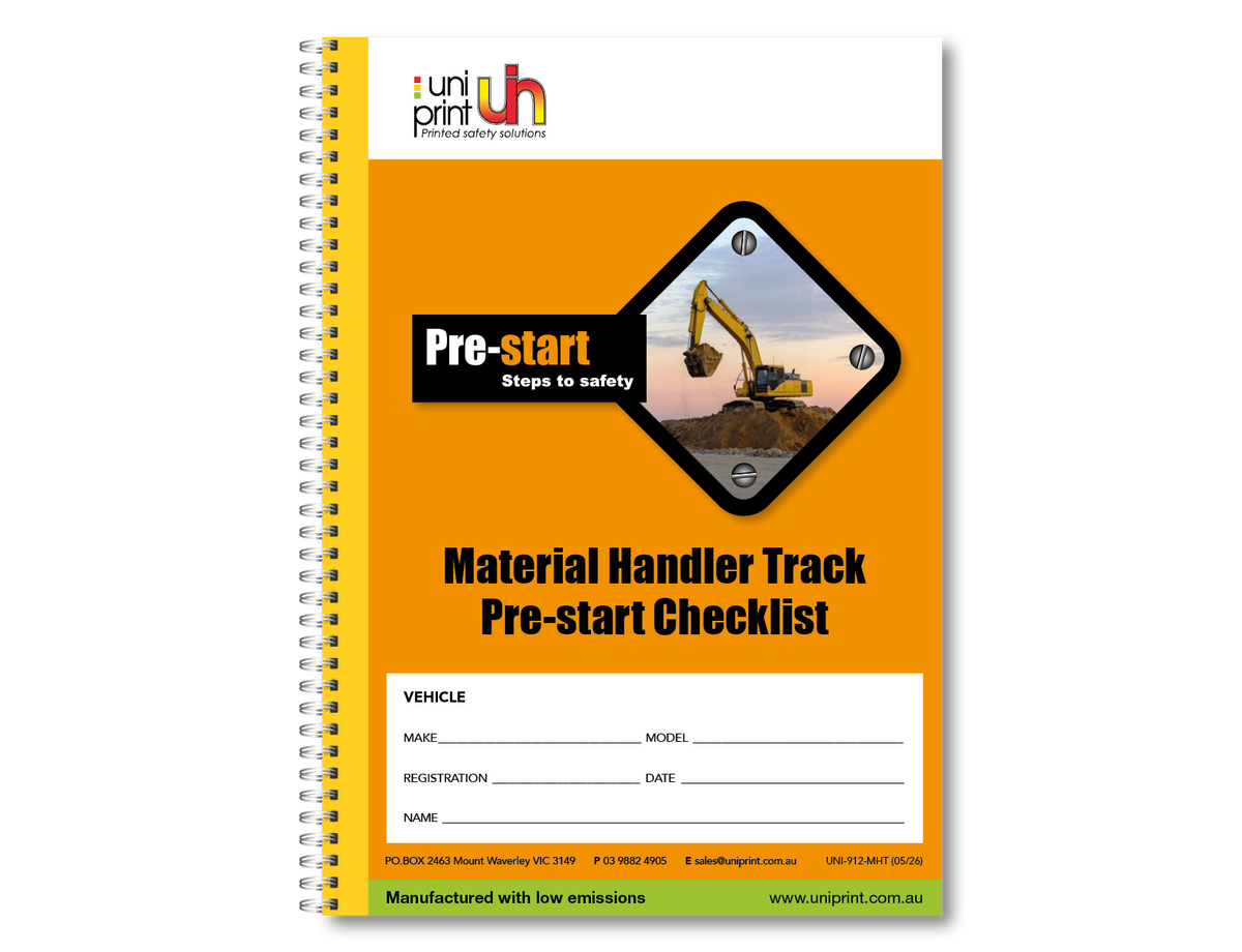 Material Handler Track (Excavator) Pre-Start Checklist Book ...