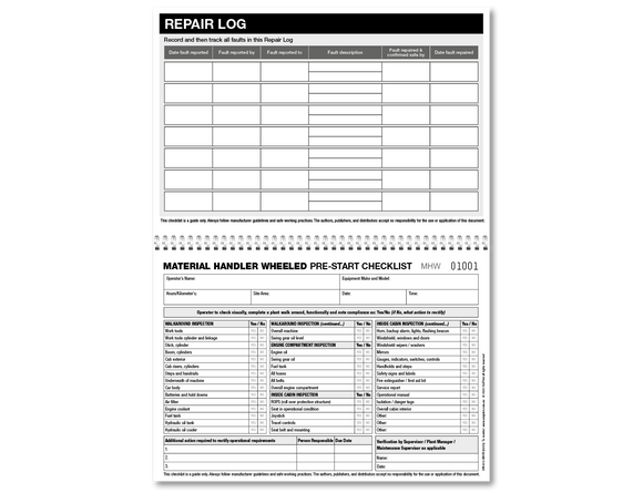 Material Handler Wheeled Pre-start Checklist