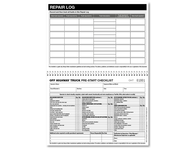 Off Highway Truck Pre-start Checklist