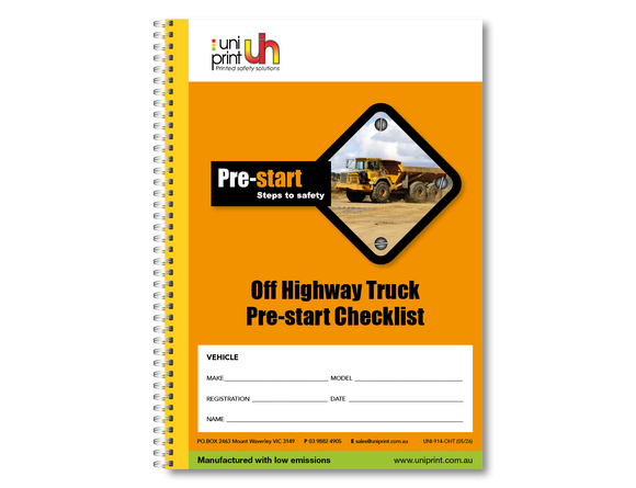 Libro de lista de verificación de Uniprint previo al inicio