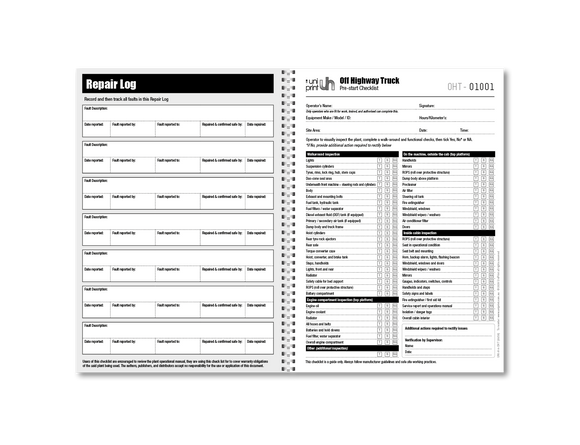 Libro de lista de verificación de Uniprint previo al inicio
