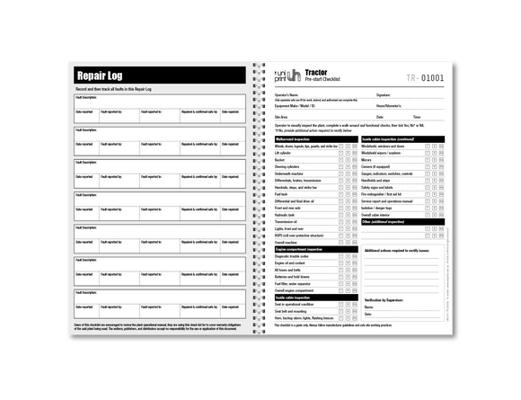 Libro de lista de verificación de Uniprint previo al inicio