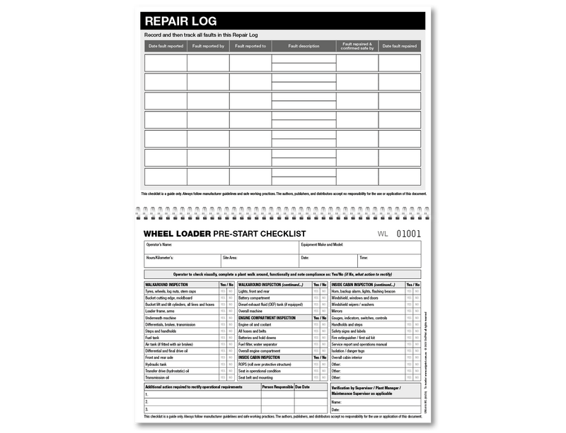 Wheel Loader Pre-start Checklist
