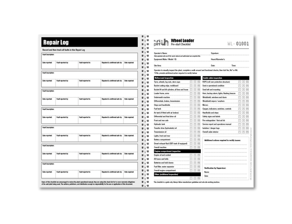 Libro de lista de verificación de Uniprint previo al inicio