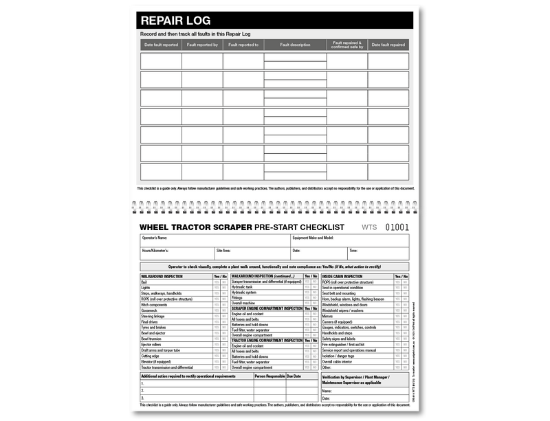 Wheel Tractor Scraper Pre-start Checklist