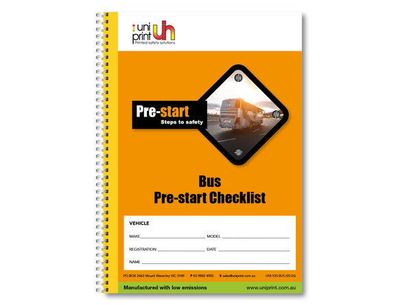 Libro de lista de verificación de Uniprint previo al inicio