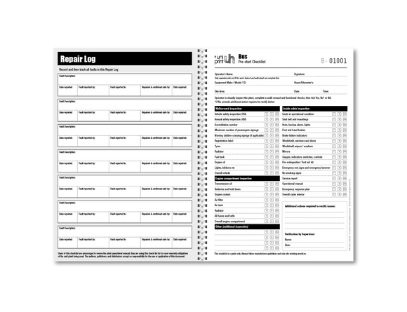 Libro de lista de verificación de Uniprint previo al inicio