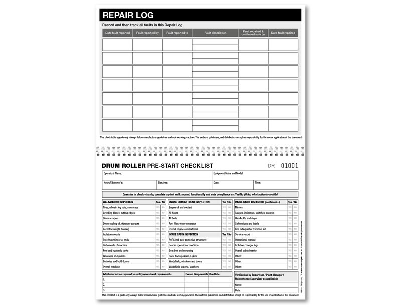 Drum Roller Pre-start Checklist