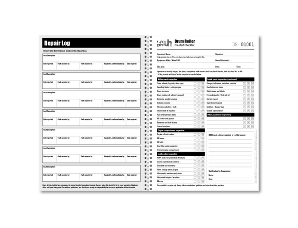 Drum Roller Pre-start Checklist