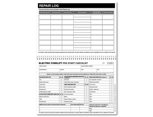 Electric Forklift Pre-start Checklist