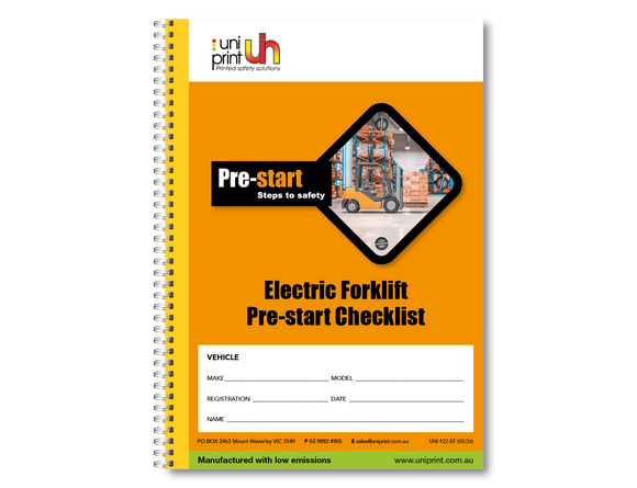 Libro de lista de verificación de Uniprint previo al inicio
