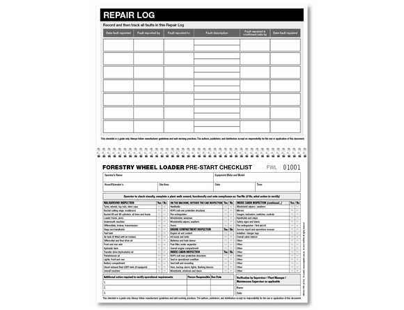 Forestry Wheel Loader Pre-start Checklist