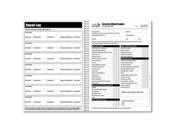 Libro de lista de verificación de Uniprint previo al inicio