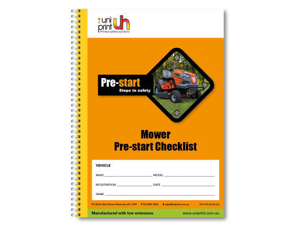 Libro de lista de verificación de Uniprint previo al inicio