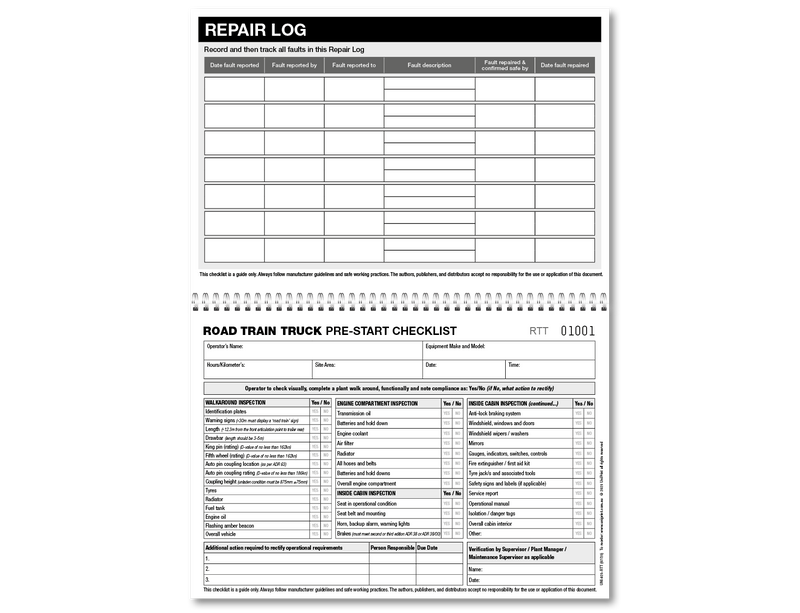 Road Train Truck Pre-start Checklist