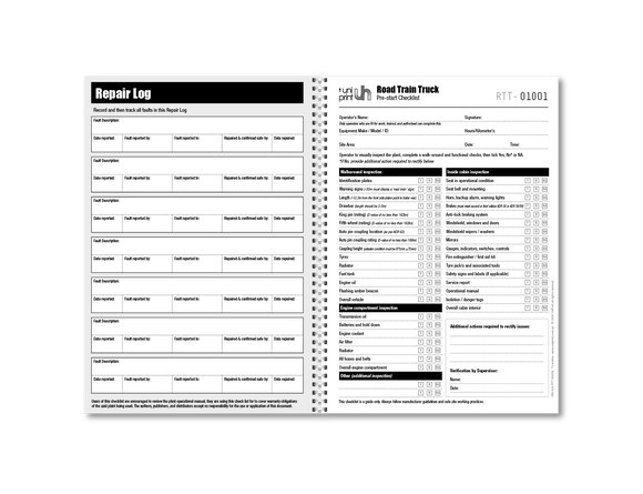 Libro de lista de verificación de Uniprint previo al inicio