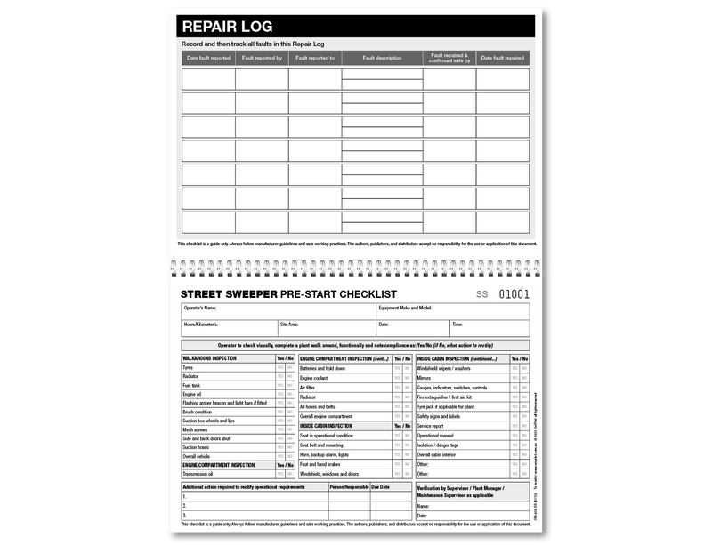 Street Sweeper Pre-start Checklist