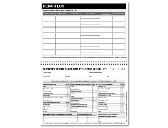Elevated Work Platform Pre-start Checklist