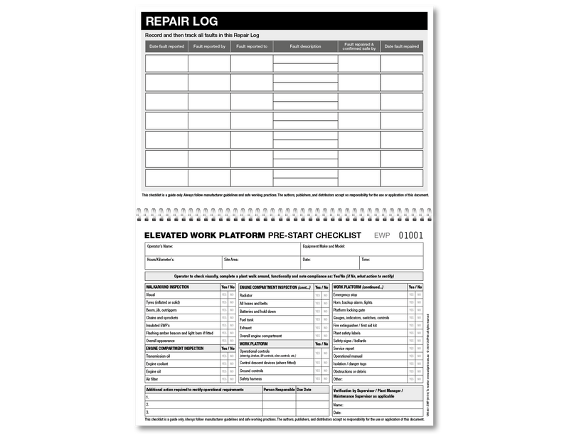 Elevated Work Platform Pre-start Checklist