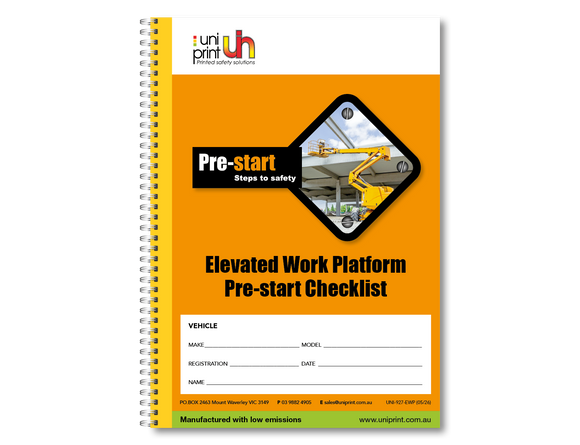 Libro de lista de verificación de Uniprint previo al inicio