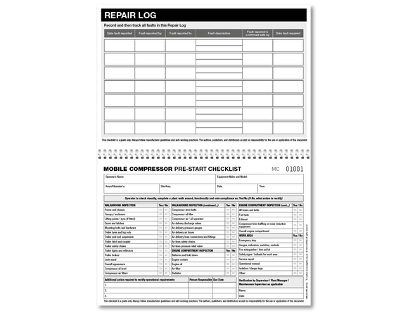 Mobile Compressor Pre-start Checklist