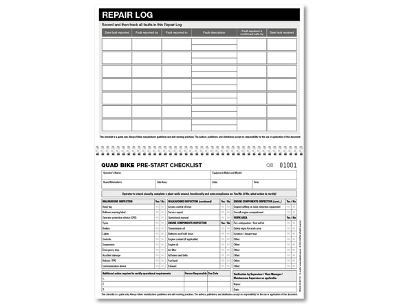 Quad Bike Pre-start Checklist