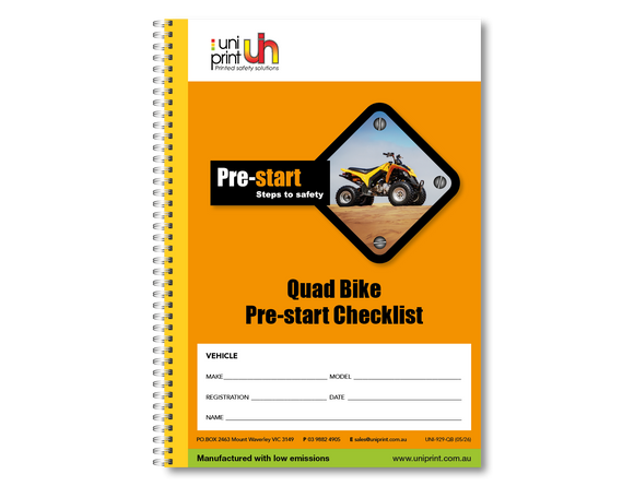 Libro de lista de verificación de Uniprint previo al inicio
