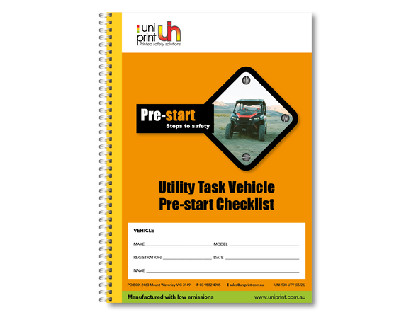 Libro de lista de verificación de Uniprint previo al inicio