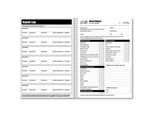 Libro de lista de verificación de Uniprint previo al inicio