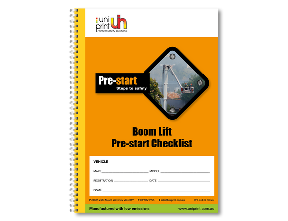 Libro de lista de verificación de Uniprint previo al inicio
