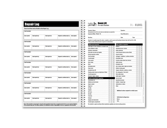 Libro de lista de verificación de Uniprint previo al inicio
