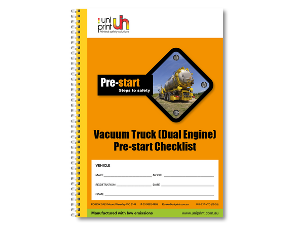 Libro de lista de verificación de Uniprint previo al inicio