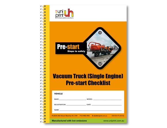 Libro de lista de verificación de Uniprint previo al inicio