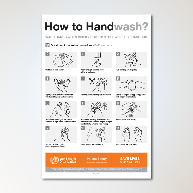 Antimikrobielles Poster „How to Handwash“ (3er-Pack)